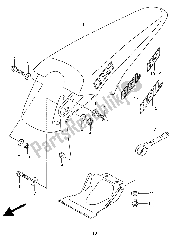 All parts for the Rear Fender of the Suzuki RM 85 SW LW 2005