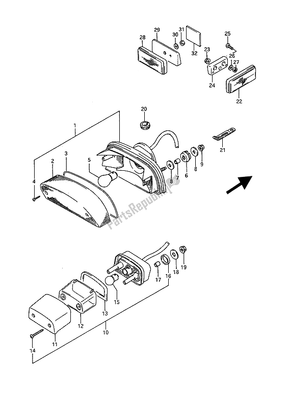 Wszystkie części do Tylna Lampa Zespolona (e1) Suzuki VS 1400 Glpf Intruder 1994