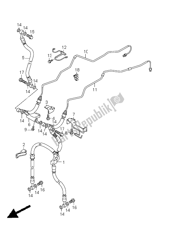 All parts for the Front Brake Hose (dl650a E2) of the Suzuki DL 650A V Strom 2011