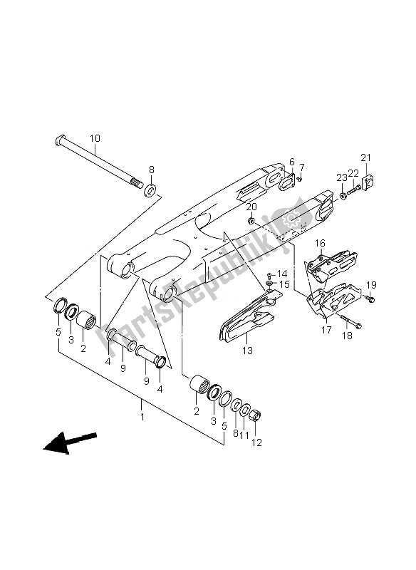 All parts for the Rear Swinging Arm of the Suzuki RM 250 2007
