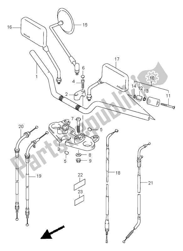 All parts for the Handlebar of the Suzuki GS 500H 2001