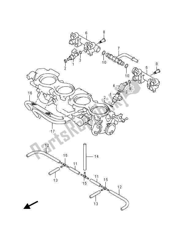 Alle onderdelen voor de Gasklephuis Slang & Koppeling (gsx-r1000a) van de Suzuki GSX R 1000A 2015
