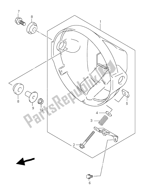 Tutte le parti per il Alloggiamento Faro (sv650) del Suzuki SV 650 NS 2001