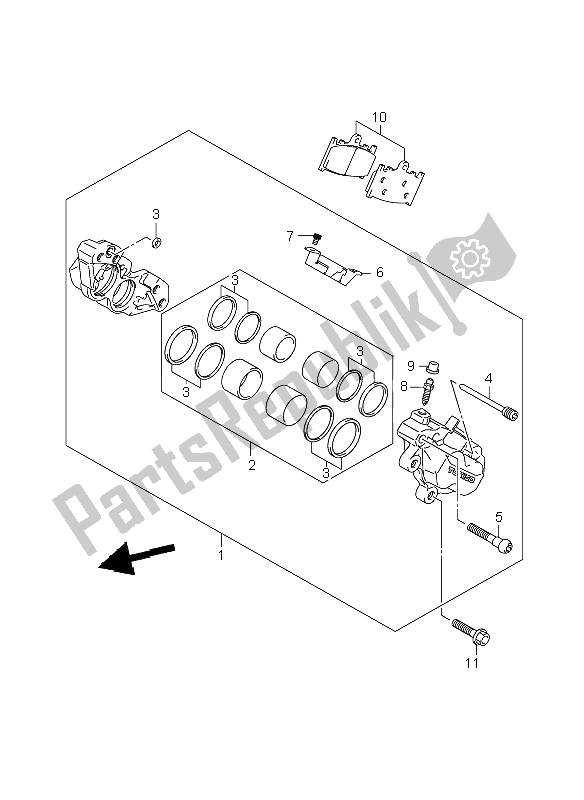 All parts for the Front Caliper of the Suzuki GSF 1250 Nsnasa Bandit 2008