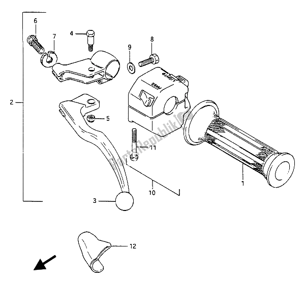 All parts for the Left Handle Switch of the Suzuki RG 250 Cffc Gamma 1987