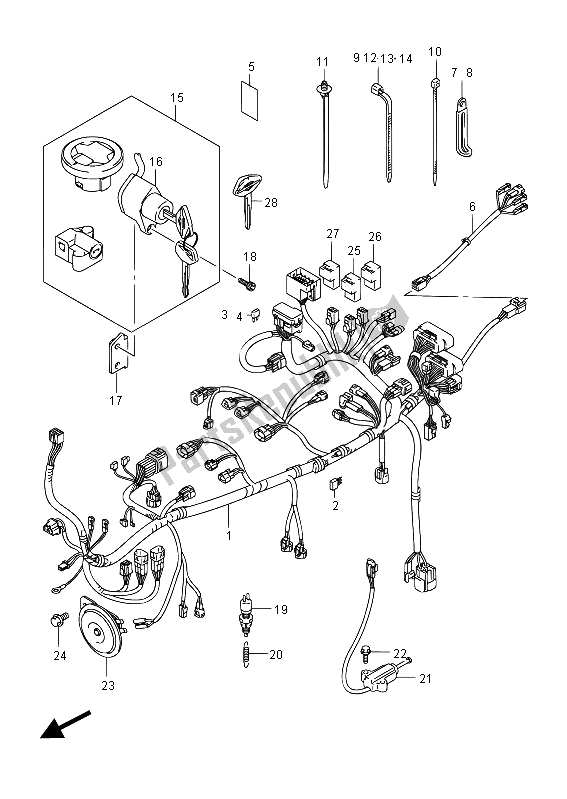 All parts for the Wiring Harness (vzr1800zuf E19) of the Suzuki VZR 1800 NZR M Intruder 2012