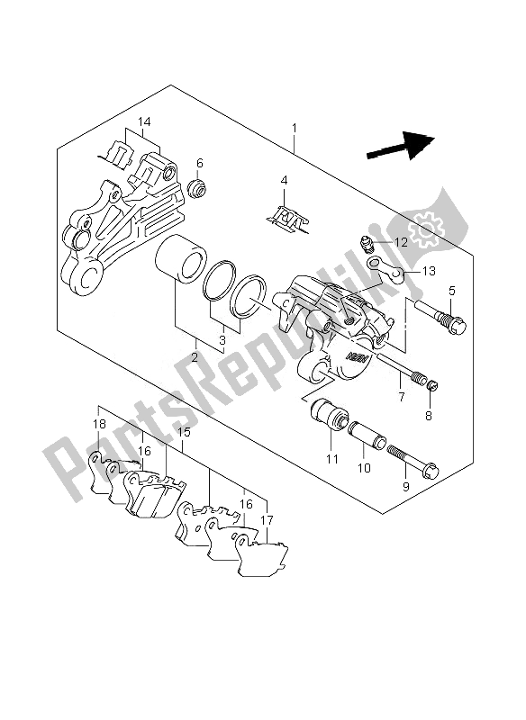 Toutes les pièces pour le étrier Arrière (dl650a-aue) du Suzuki DL 650A V Strom 2010