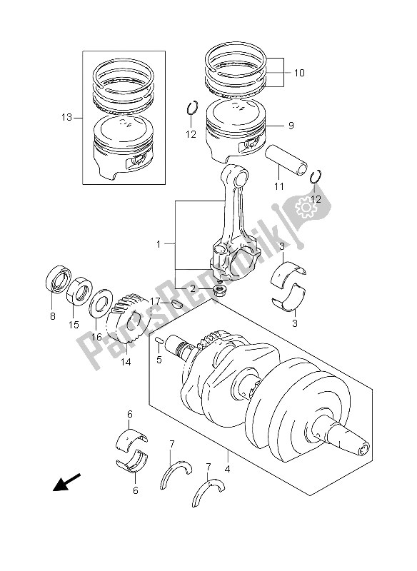 Tutte le parti per il Albero A Gomiti del Suzuki GS 500 EF 2005