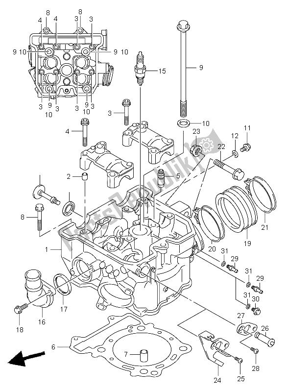 Alle onderdelen voor de Cilinderkop van de Suzuki DR Z 400E 2004