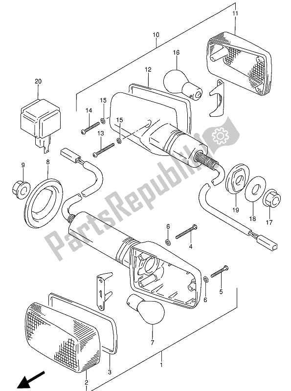 Todas las partes para Lámpara De Señal De Giro de Suzuki RF 600 RU 1993