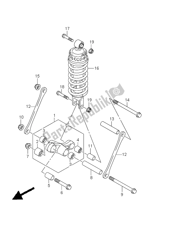 All parts for the Rear Cushion Lever of the Suzuki GSF 1250A Bandit 2011