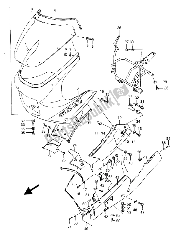 All parts for the Cowling (rg250c-fc) of the Suzuki RG 250 Cffc Gamma 1987