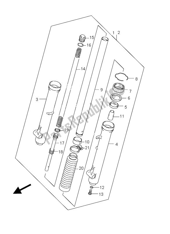 All parts for the Front Damper (sw-e33) of the Suzuki DR Z 125 SW LW 2012