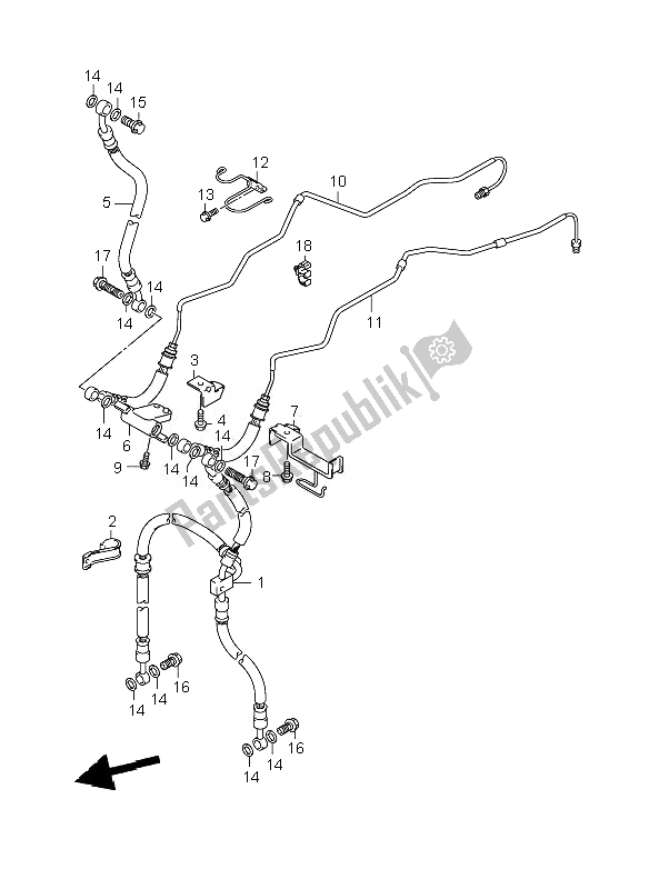 Tutte le parti per il Tubo Freno Anteriore (dl650a) del Suzuki DL 650A V Strom 2007