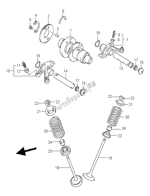 Tutte le parti per il Albero A Camme E Valvola del Suzuki LT A 400 Eiger 4X2 2005