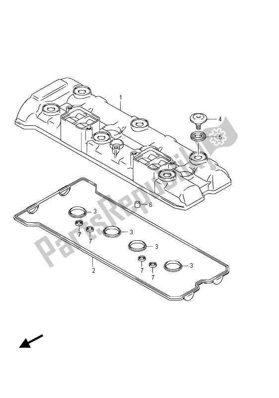 All parts for the Cylinder Head Cover of the Suzuki GSX R 1000 2015