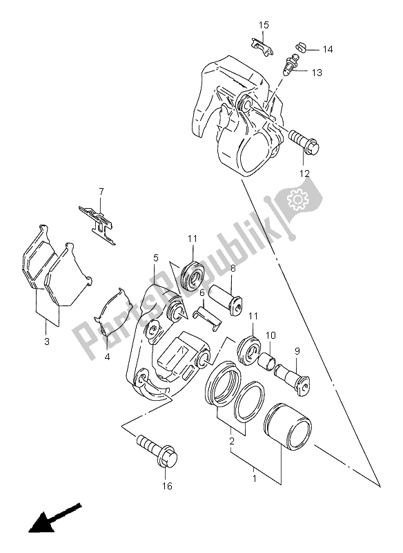 All parts for the Front Calipers of the Suzuki GN 250E 1998