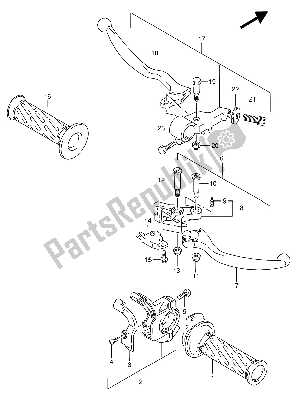 Tutte le parti per il Leva Della Maniglia del Suzuki RG 125 FU 1993