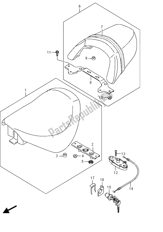 Todas las partes para Asiento de Suzuki VZR 1800 BZ M Intruder 2015