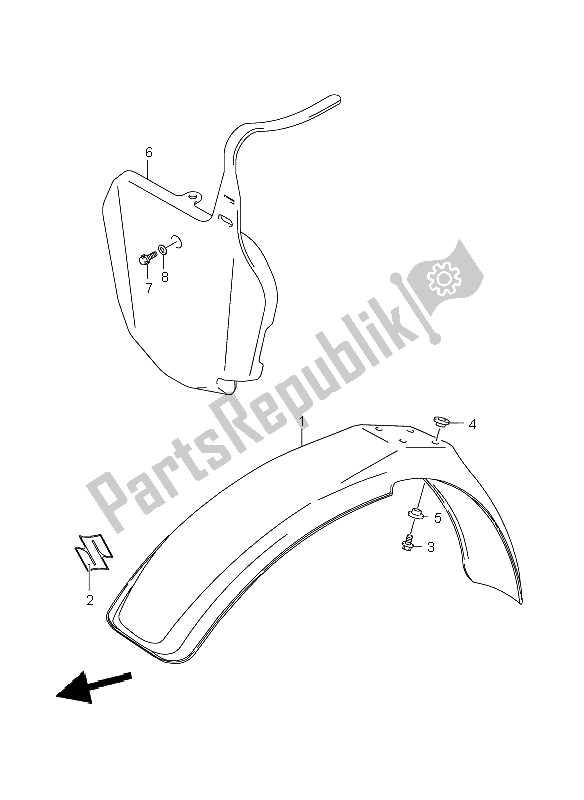 All parts for the Front Fender of the Suzuki RM 85 SW LW 2008