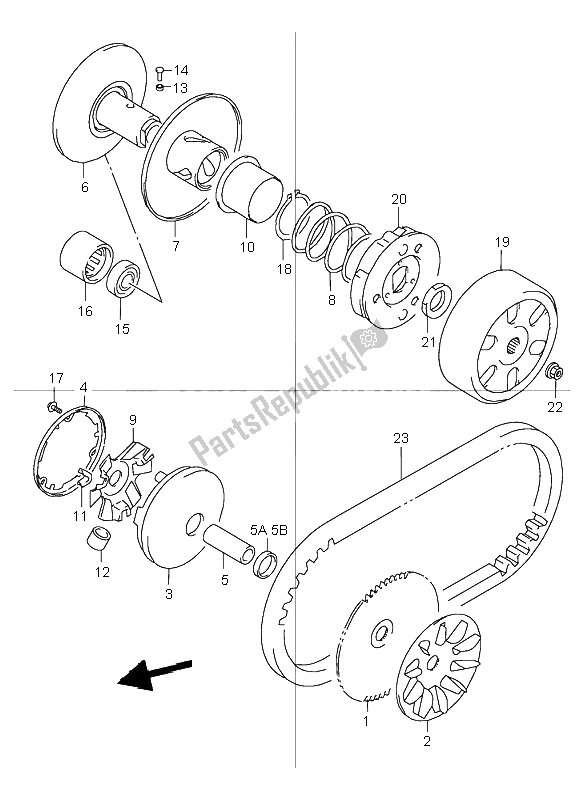 All parts for the Transmission (1) of the Suzuki TR 50S Street Magic 1998