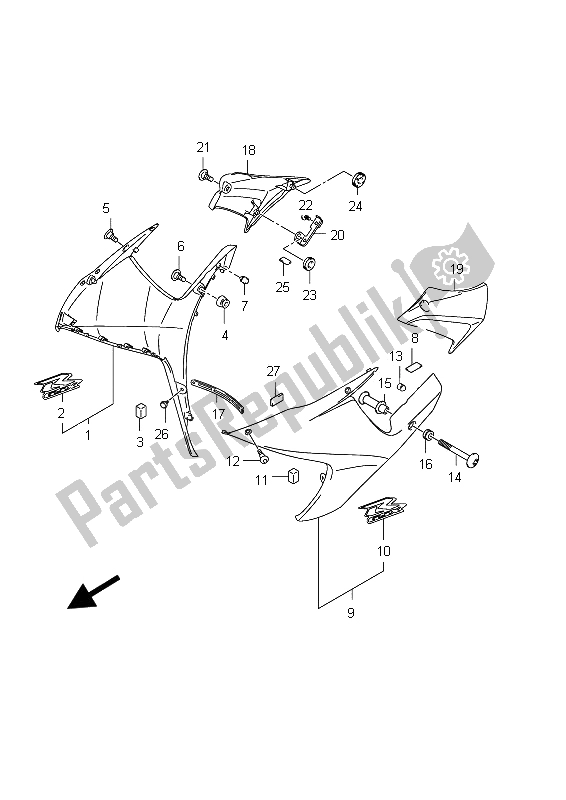 All parts for the Side Cowling (gsx-r750uf E21:glr) of the Suzuki GSX R 750 2012