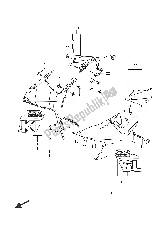 Todas las partes para Carenado Lateral (ysf) de Suzuki GSX R 750 2016