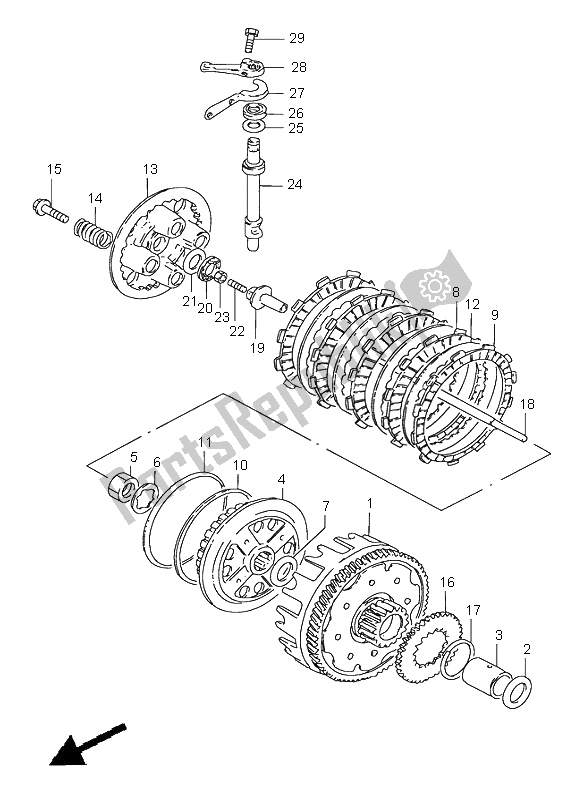 All parts for the Clutch of the Suzuki GN 250E 2000