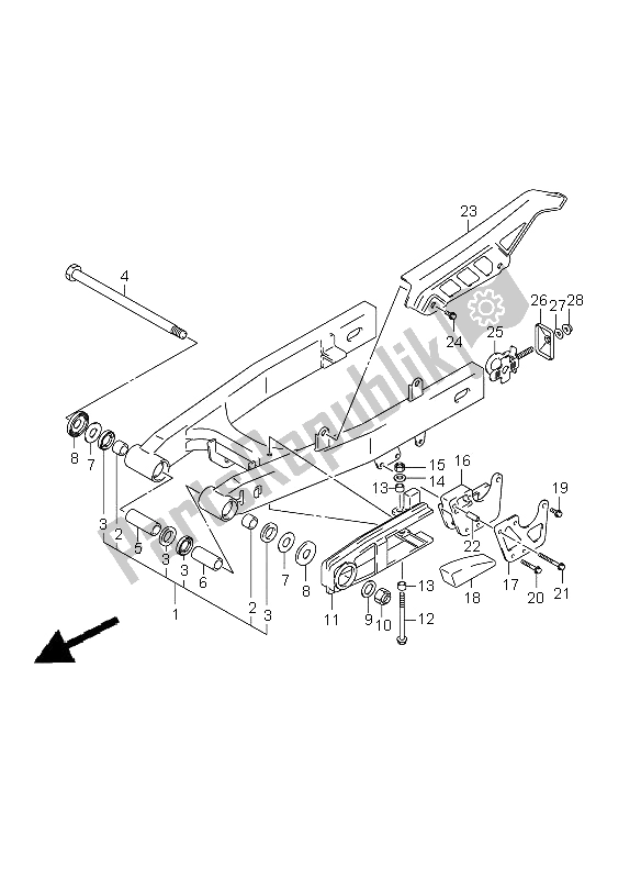 Toutes les pièces pour le Bras Oscillant Arrière du Suzuki DR Z 125 SW LW 2008