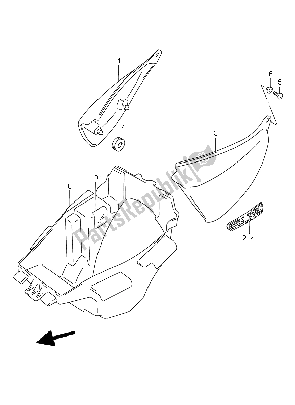 All parts for the Frame Cover of the Suzuki GSX 750 1998