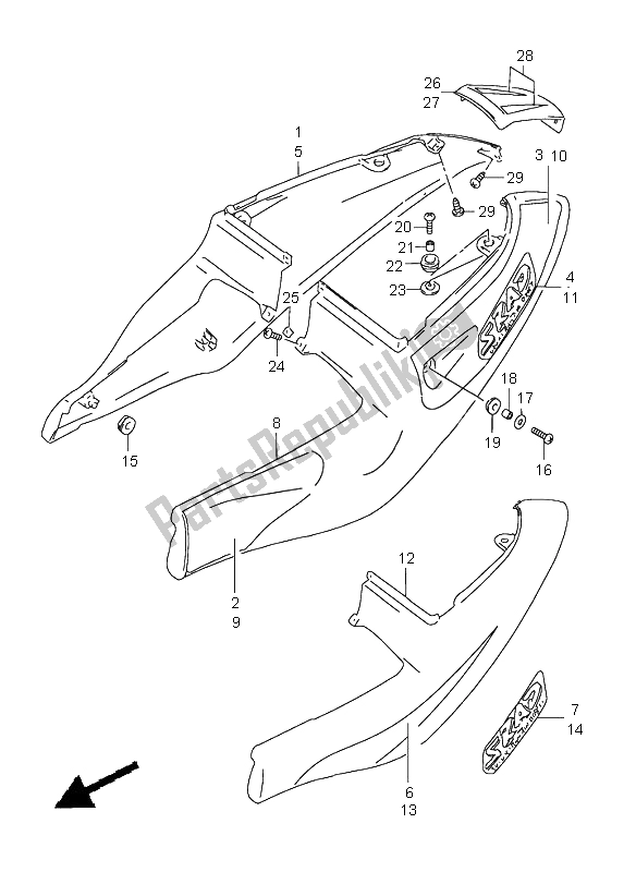 Toutes les pièces pour le Couverture De Cadre du Suzuki GSX R 600 1998