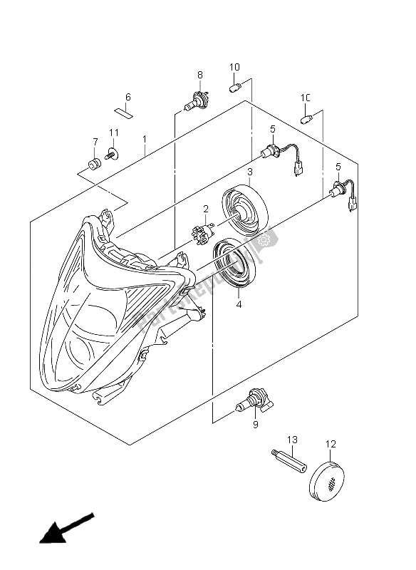 All parts for the Headlamp (gsx1300r E24) of the Suzuki GSX 1300R Hayabusa 2011