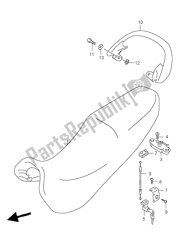 All parts for the Seat of the Suzuki GSX 600F 2001