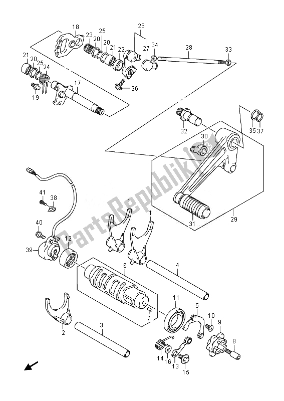 All parts for the Gear Shifting of the Suzuki GSX 1300 RA Hayabusa 2014