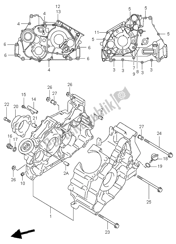 Alle onderdelen voor de Carter van de Suzuki LT A 500F Quadmaster 2000