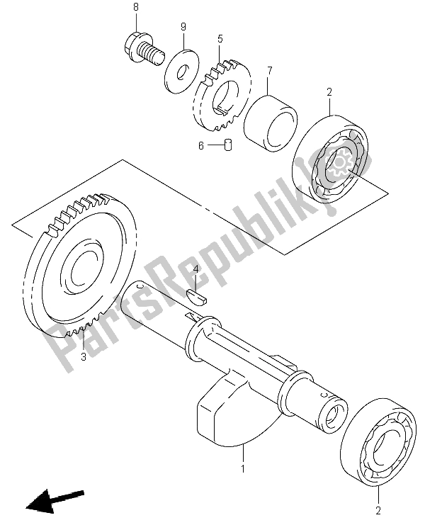 All parts for the Crank Balancer of the Suzuki LT A 500F Vinson 4X4 2002