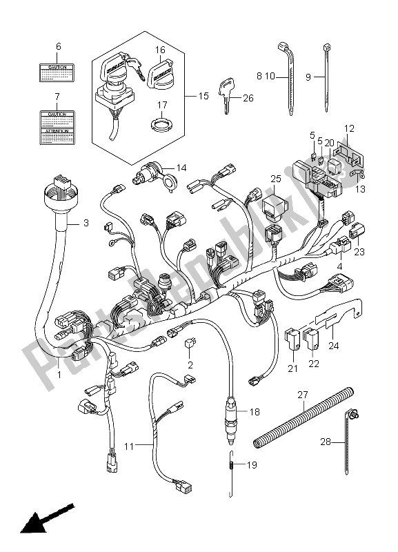 All parts for the Wiring Harness of the Suzuki LT A 500 XPZ Kingquad AXI 4X4 2009