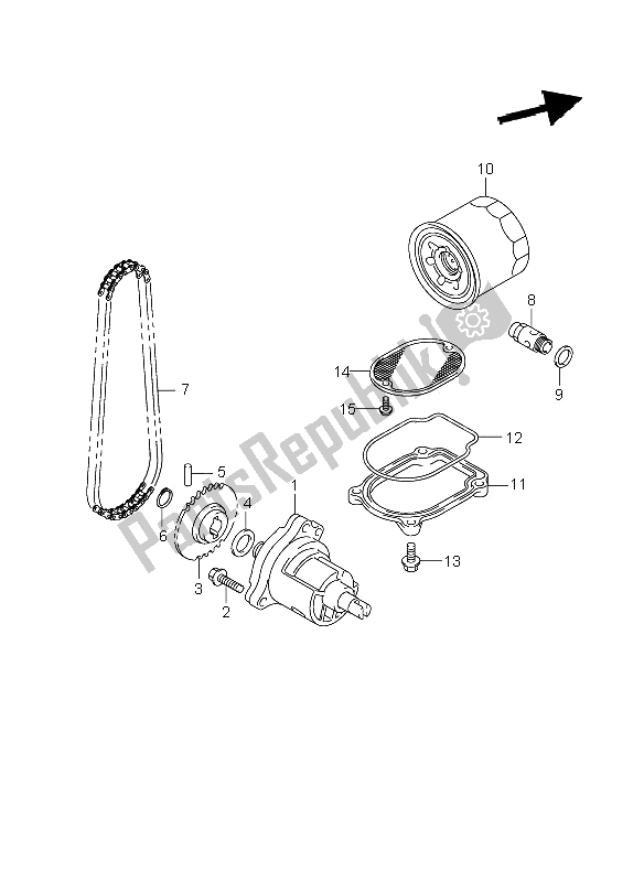 All parts for the Oil Pump of the Suzuki VZ 800Z Intruder 2009
