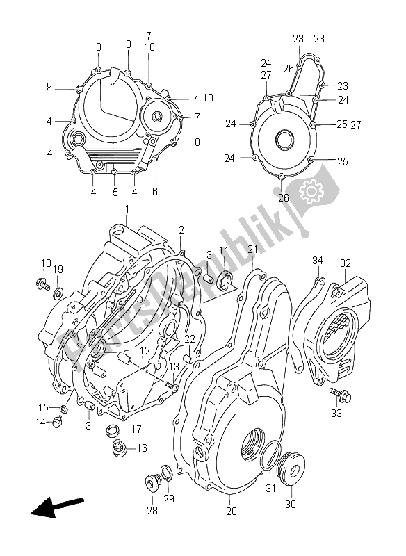 Wszystkie części do Pokrywa Skrzyni Korbowej Suzuki DR 350 SE 1998