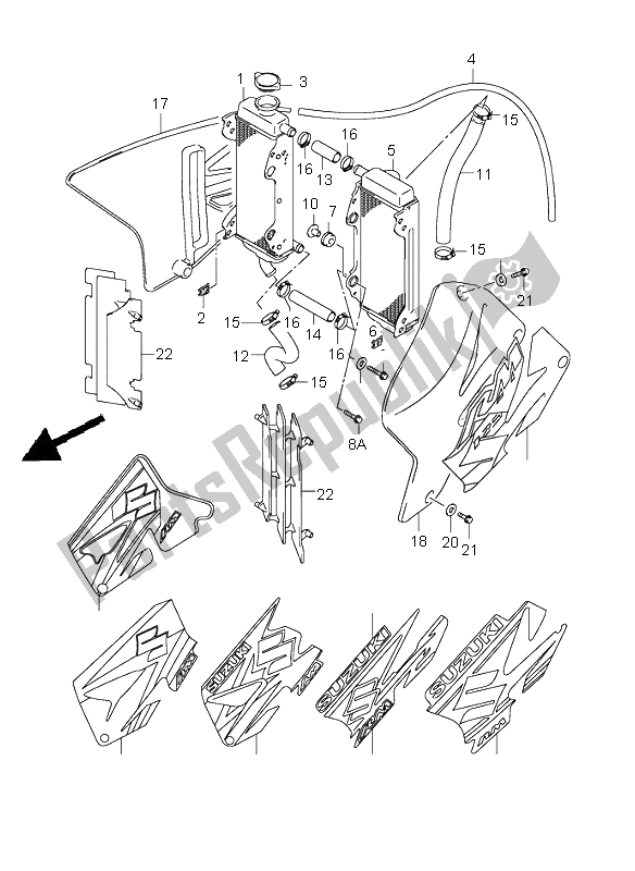 Tutte le parti per il Termosifone del Suzuki RM 125 2002