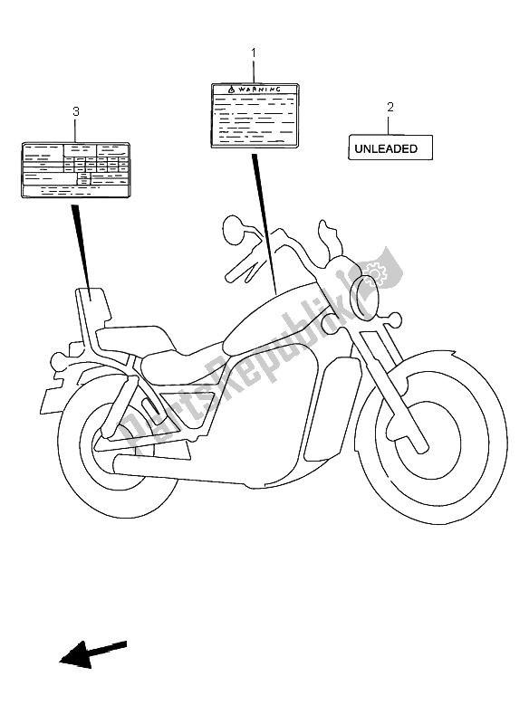 All parts for the Warning Label of the Suzuki VS 800 Intruder 2000