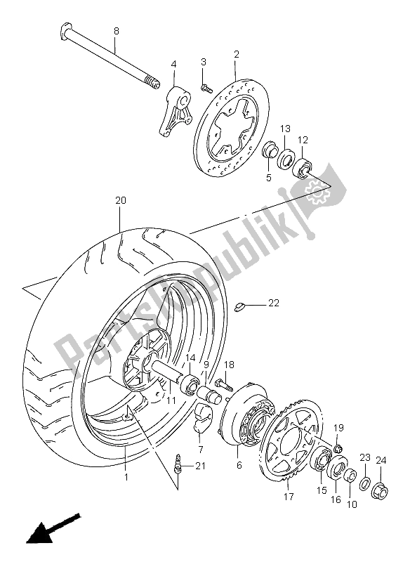 Toutes les pièces pour le Roue Arrière (gsf1200-s) du Suzuki GSF 1200 Nssa Bandit 1997