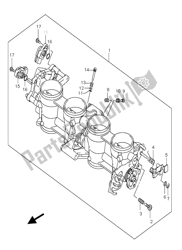 All parts for the Throttle Body of the Suzuki GSX R 600X 2005