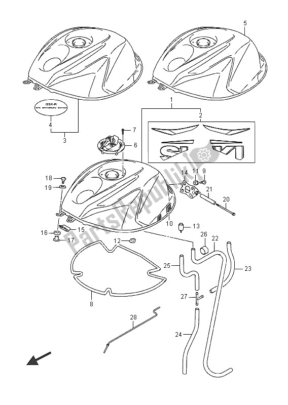 Wszystkie części do Zbiornik Paliwa Suzuki GSX R 750 2016