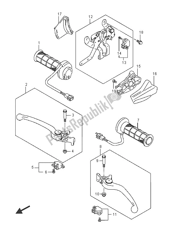 All parts for the Handle Lever (an650z) of the Suzuki AN 650Z Burgman Executive 2016