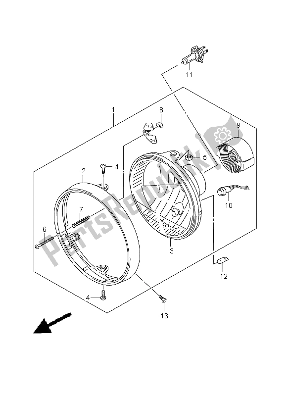 All parts for the Headlamp (sv650-a-u-ua) of the Suzuki SV 650 Nsnasa 2008