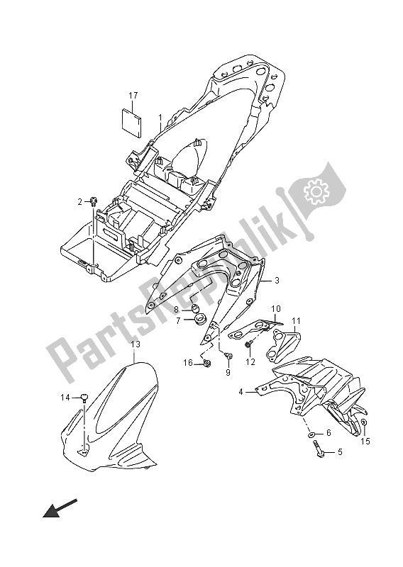 All parts for the Rear Fender (gsx-r1000) of the Suzuki GSX R 1000A 2016