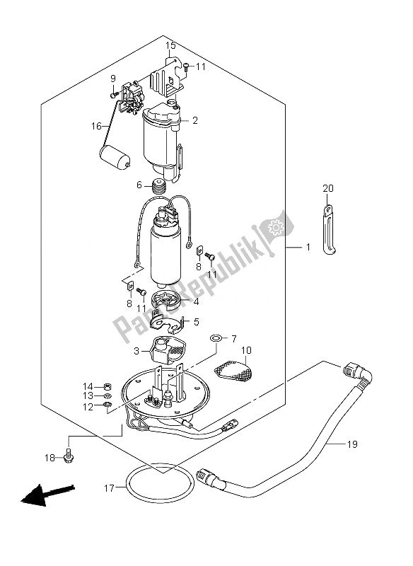 All parts for the Fuel Pump of the Suzuki DL 1000 V Strom 2007