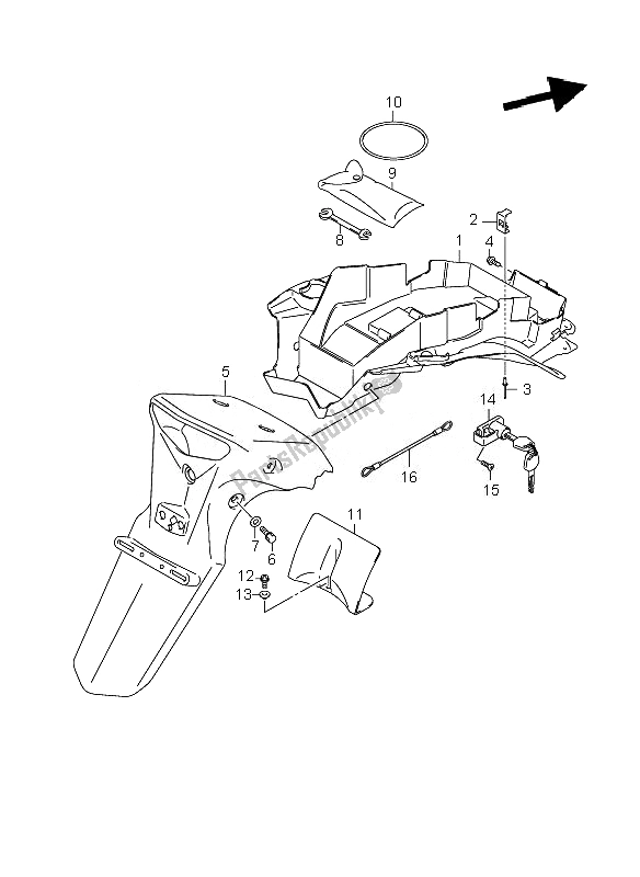 All parts for the Rear Fender of the Suzuki DL 1000 V Strom 2007