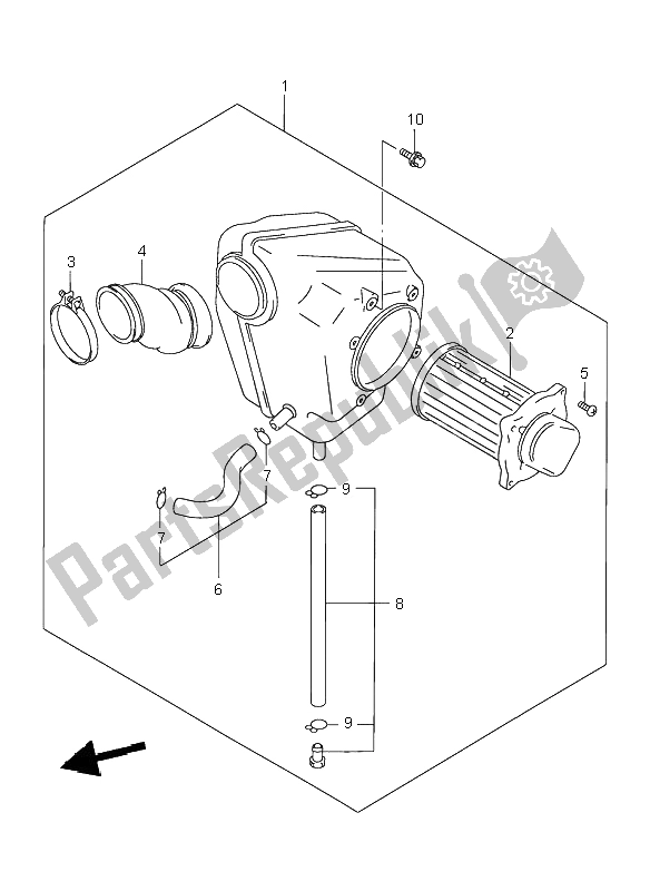 All parts for the Air Cleaner of the Suzuki GZ 250 Marauder 2000